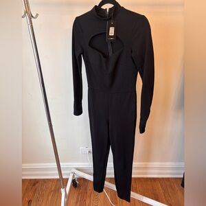 Fashion Nova Black Long-Sleeve Cutout Jumpsuit